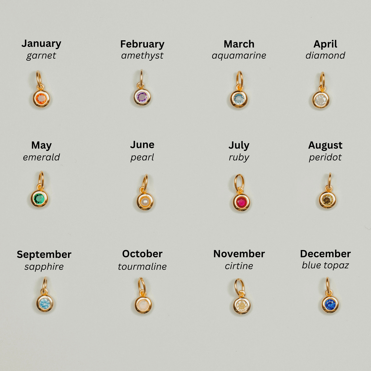 18K GOLD PLATED BIRTHSTONE PENDANTS